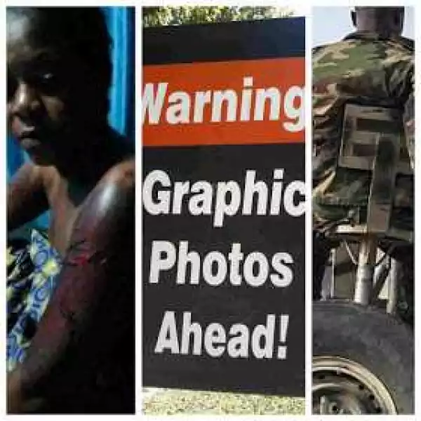 Lady brutalized for challenging Nigerian Soldier who slapped her brother (graphic photos)